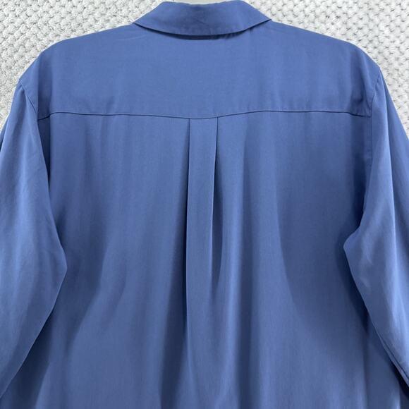 Uniqlo Top Womens XL Blue Rayon Button Front Long Sleeves Career - Picture 7 of 13